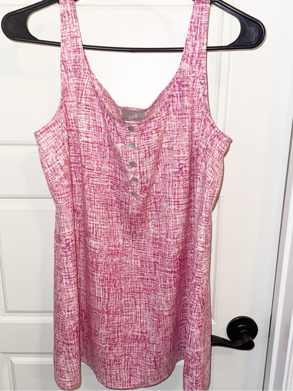 J. Jill Pink Textured Henley Tank 100% Silk  Tunic